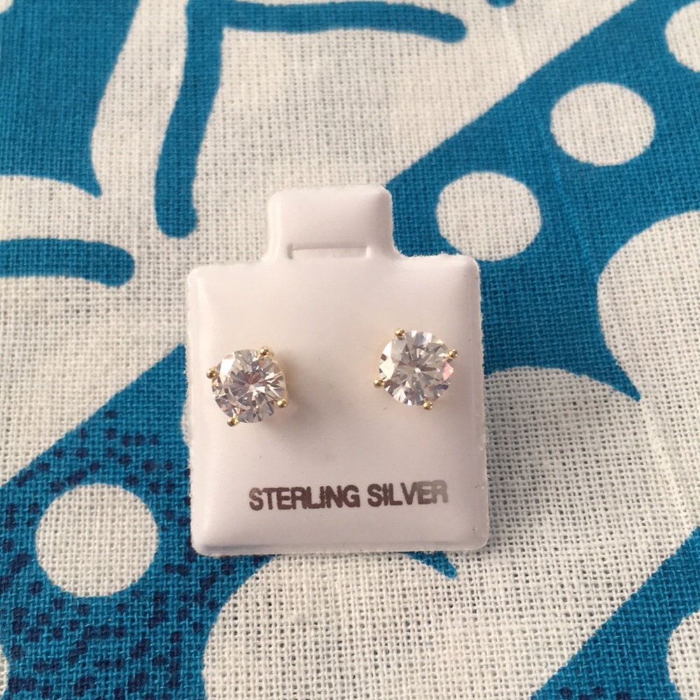 Sterling Silver Gold Plated Medium Circular Studs